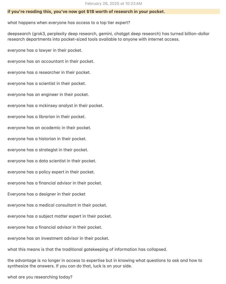 gregisenberg's tweet image. if you&apos;re reading this, you&apos;ve now got $1B worth of research in your pocket.