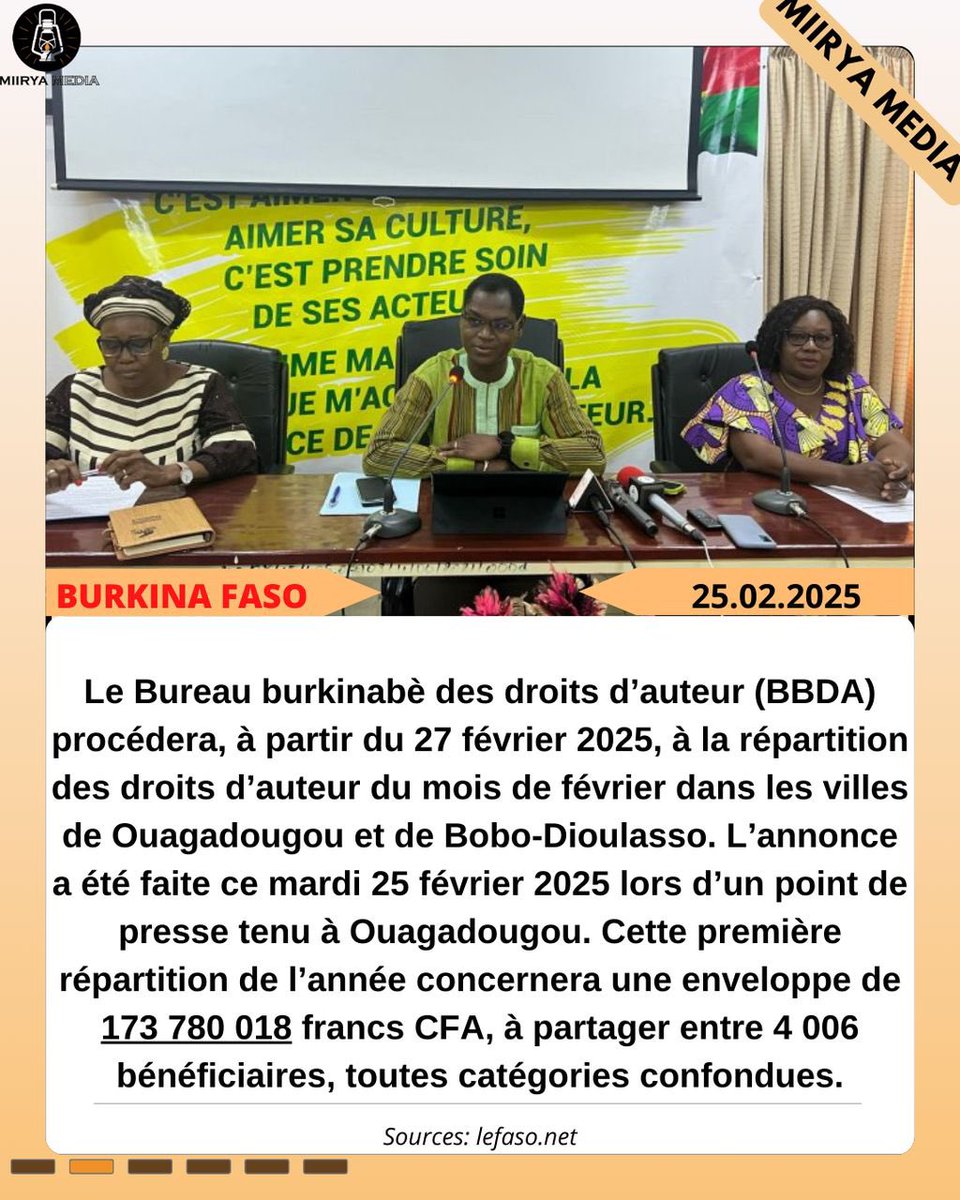 miirya2's tweet photo. #Burkina : Le #BBDA reparti les droits des artistes . https://t.co/rgwjsp5WdE