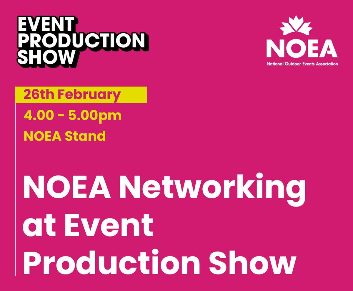 🌟 Networking 🌟

Come to the #NOEA stand at #EventProductionShow in 30 minutes for a relaxed networking hour. Meet other members and reflect on day one of the show! ☕ 

See you soon! 🌟