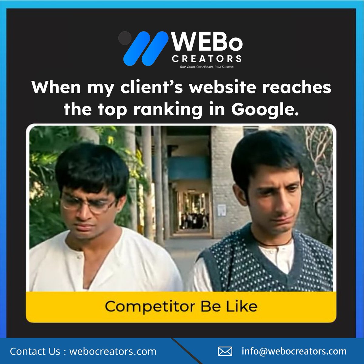 umer_memon_123's tweet photo. Are you Struggling to get your website ranked on Google?

At Webo Creators, we specialize in turning your online presence into a TOP-RANKING POWERHOUSE!

#business  #founders  $JUP @elonmusk @stephenasmith
#HughesFire #PMSLive #WAGsToRiches #SuperSweat
@realDonaldTrump
@tiktok_us https://t.co/avtS70rczr