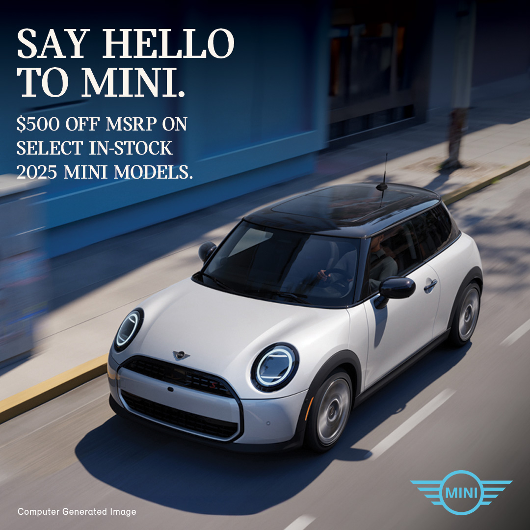 MINIofTampaBay's tweet image. Say Hello to MINI. 💙🤍
$500 Off MSRP on Select In-Stock 2025 MINI Models. 
bit.ly/2O6tyeO 

#MINI #FermanMINI #SelectModels
