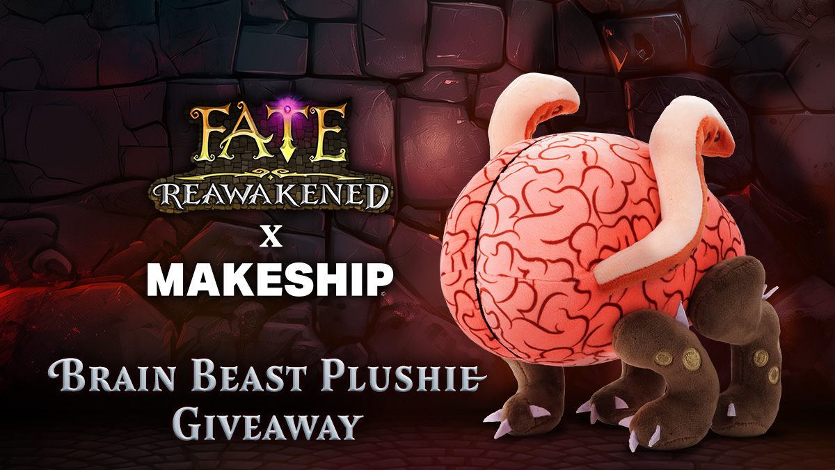 If you only had a brain! 🧠
 
The Brain Beast Plushie is creeping closer and we’re giving you a chance to win 1 of 2 of them!
 
How to enter: 
1. Follow @playFATEgame and <a href="/Makeship/">Makeship</a> 
2. Repost this post

Giveaway ends March 4th at 11:59 PM Central Time. Good luck! #FATEReawakened