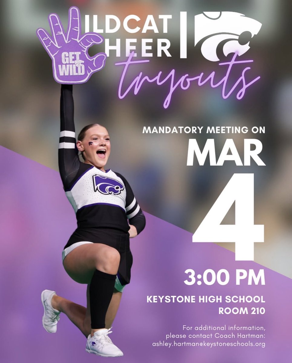 KeystoneCheer's tweet image. As one season ends, another begins! Don’t miss the informational tryout meeting for all high school cheer teams on March 4th!
