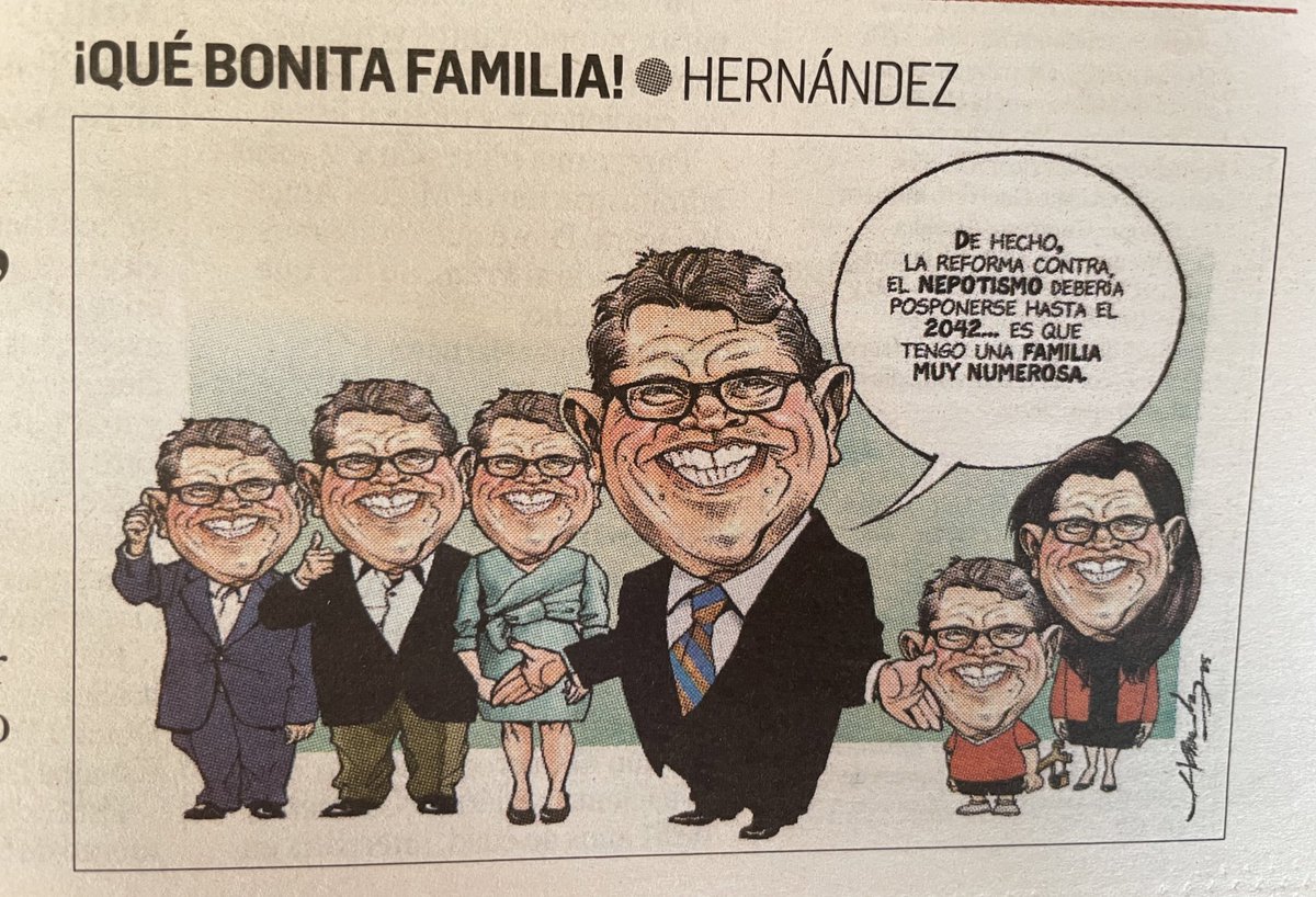 Ayer, los legisladores de Morena traicionaron la promesa presidencial de combatir —aquí y ahora— el nepotismo. Así es cómo se van al traste los grandes proyectos de transformación. Falta humildad. Sobra soberbia. 

Muy preciso el cartón de <a href="/monerohernandez/">Hernández</a> hoy en La Jornada
