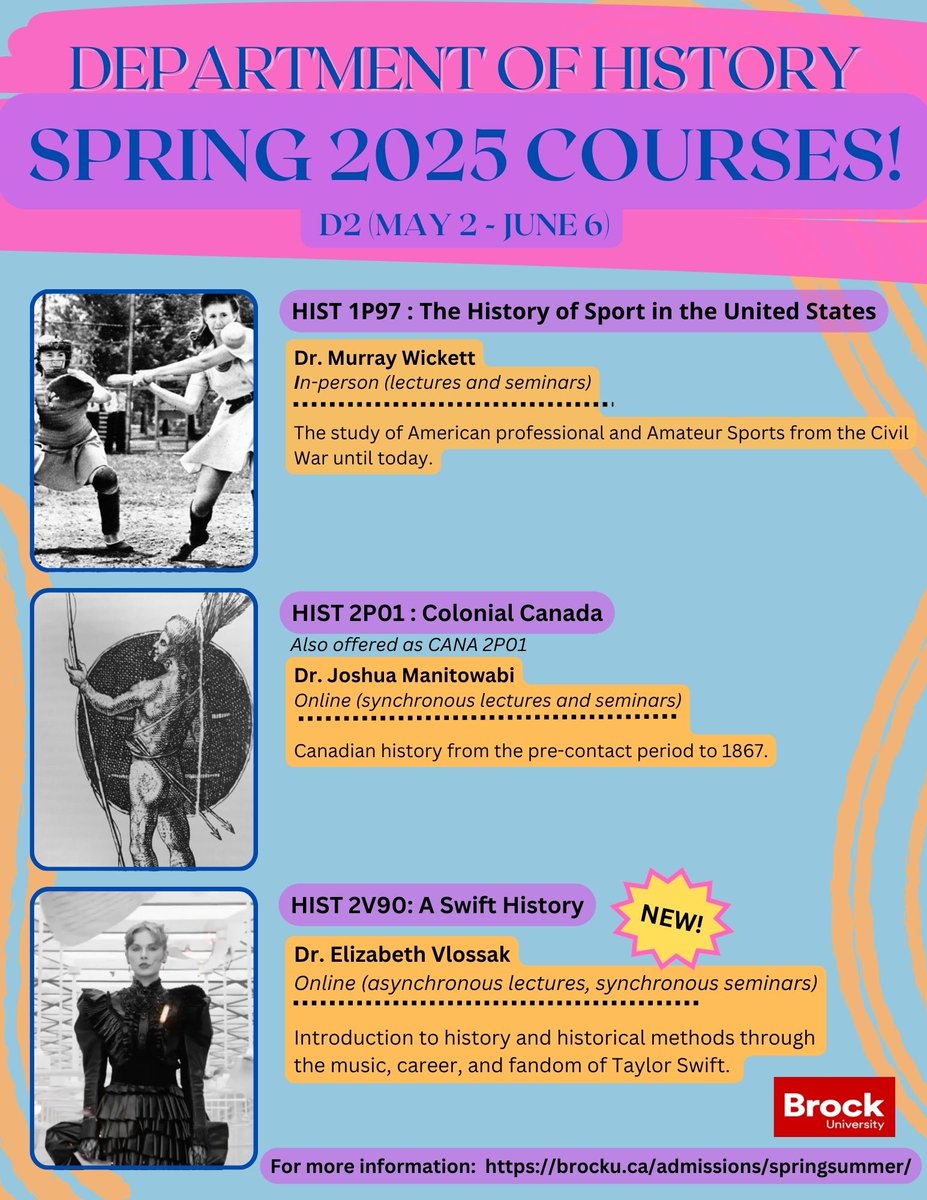 Brock History Dept (@historybrocku) on Twitter photo Our Spring 2025 Courses! 🌷
We are excited to share our NEW spring course "A Swift History" taught by Professor, Elizabeth Vlossak!
#BrockUHistory
<a href="/brockhumanities/">Brock Humanities</a>
<a href="/BrockHistorical/">Brock Historical</a> Our Spring 2025 Courses! 🌷
We are excited to share our NEW spring course "A Swift History" taught by Professor, Elizabeth Vlossak!
#BrockUHistory
<a href="/brockhumanities/">Brock Humanities</a>
<a href="/BrockHistorical/">Brock Historical</a>