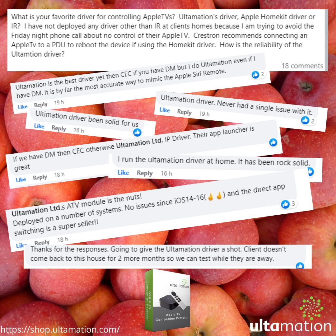 Ultamation's tweet image. #Wednesdaymotivation It's great when a #crestronprogrammer asks a question on a thread and fellow programmers recommend one of our drivers ... thank you 😊.
buff.ly/3COymwi
#crestron #ultamation #appletv #homeautomation #smarthome