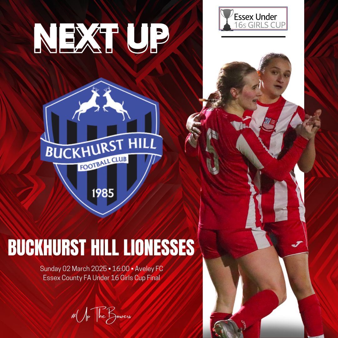 🏆 There might be no fixture for the first team this weekend but we are firmly behind our Under16s as they look to pick up their first piece of silverware of the season in the Essex County FA U16 Girls Cup Final!

🗓️ Sunday 2nd March
🕓 16.00
📍 Parkside Stadium

#UpTheBowers