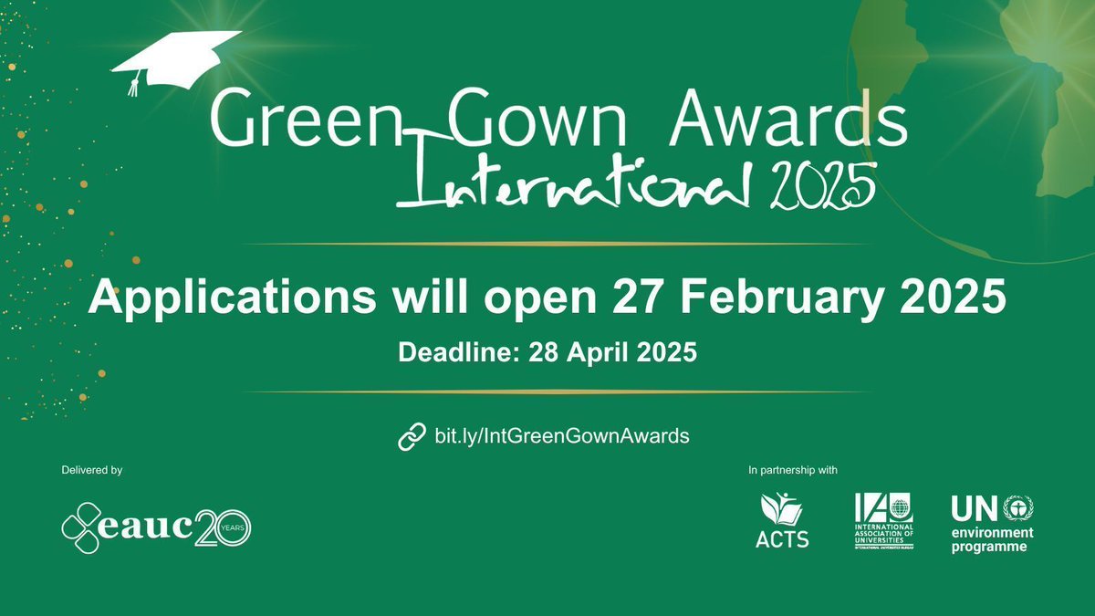 Get ready for the launch of 2025 International Green Gown Awards tomorrow!

Celebrating sustainability excellence in higher education worldwide. 

#CommonwealthUniversities #SustainableEducation #GreenGownAwards #ClimateAction #SustainableUniversities