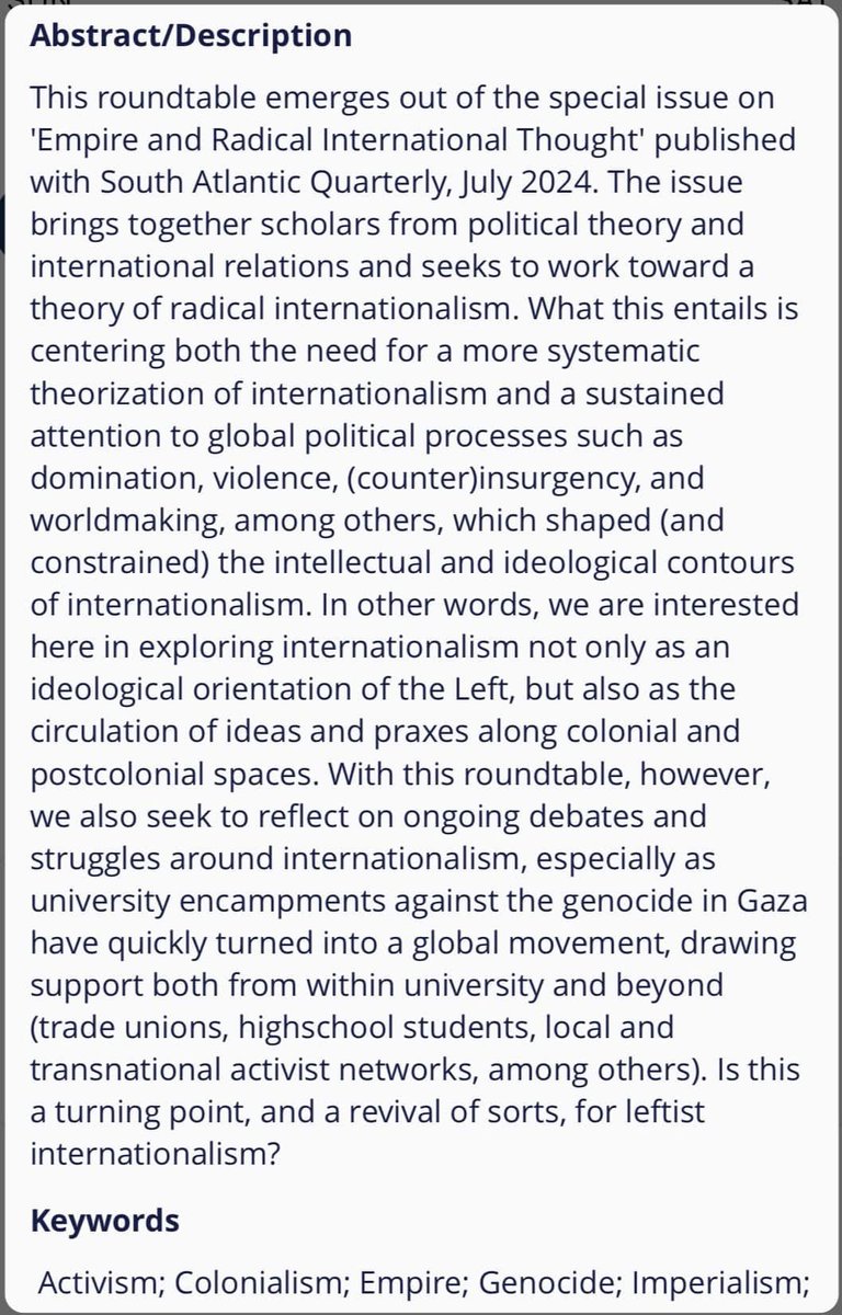 In Chicago for the ISA this weekend? Here is our rountable on Empire and Radical International Thought. All invited.

<a href="/LSEsociology/">LSE Sociology</a> <a href="/LSEHumanRights/">LSE Human Rights</a> <a href="/AlinaSajed/">Alina Sajed</a>
