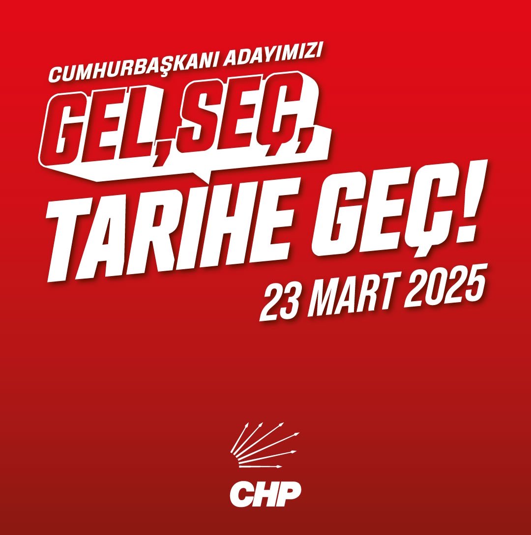 İktidar yolculuğumuz başlıyor!

23 Mart 2025 Pazar günü sen de #GelSeçTariheGeç