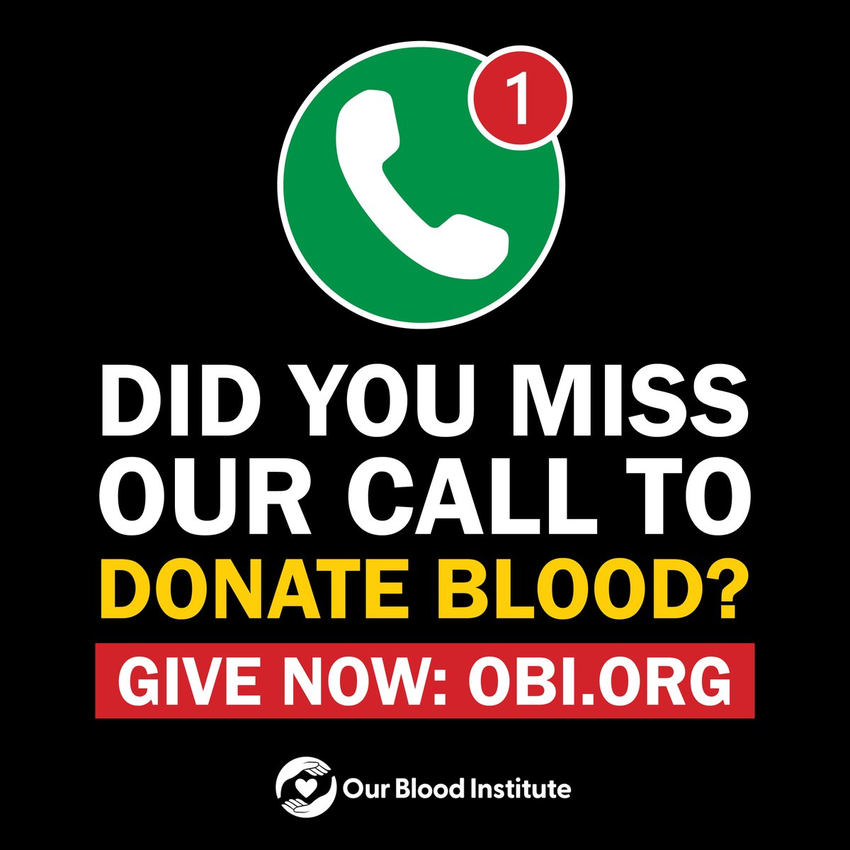 Missed our call? That wasn't just a reminder—it was a lifesaving request. Our community is facing an emergency blood shortage and patients can't wait. Answer the call to save lives. Make an appointment today: bit.ly/4by0Duh.
