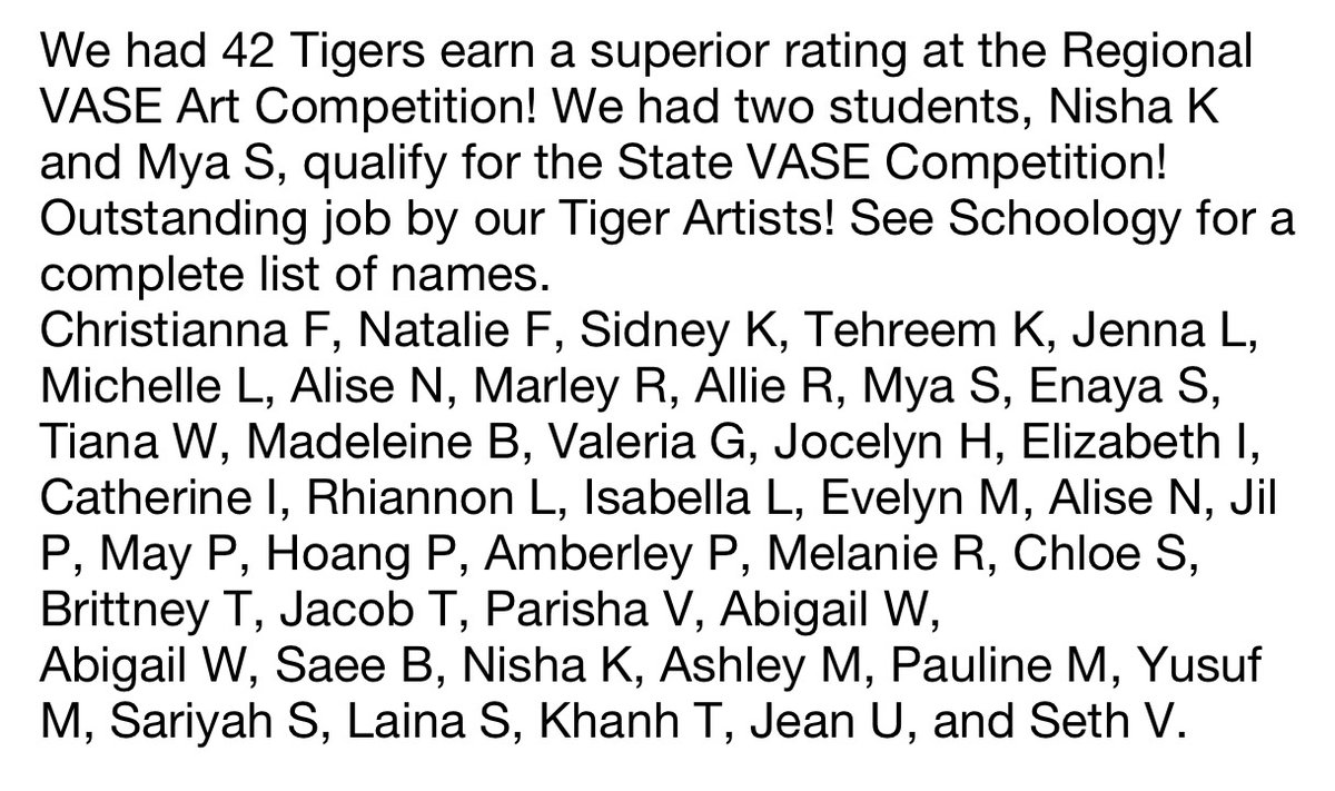 Congrats to everyone who placed at VASE!