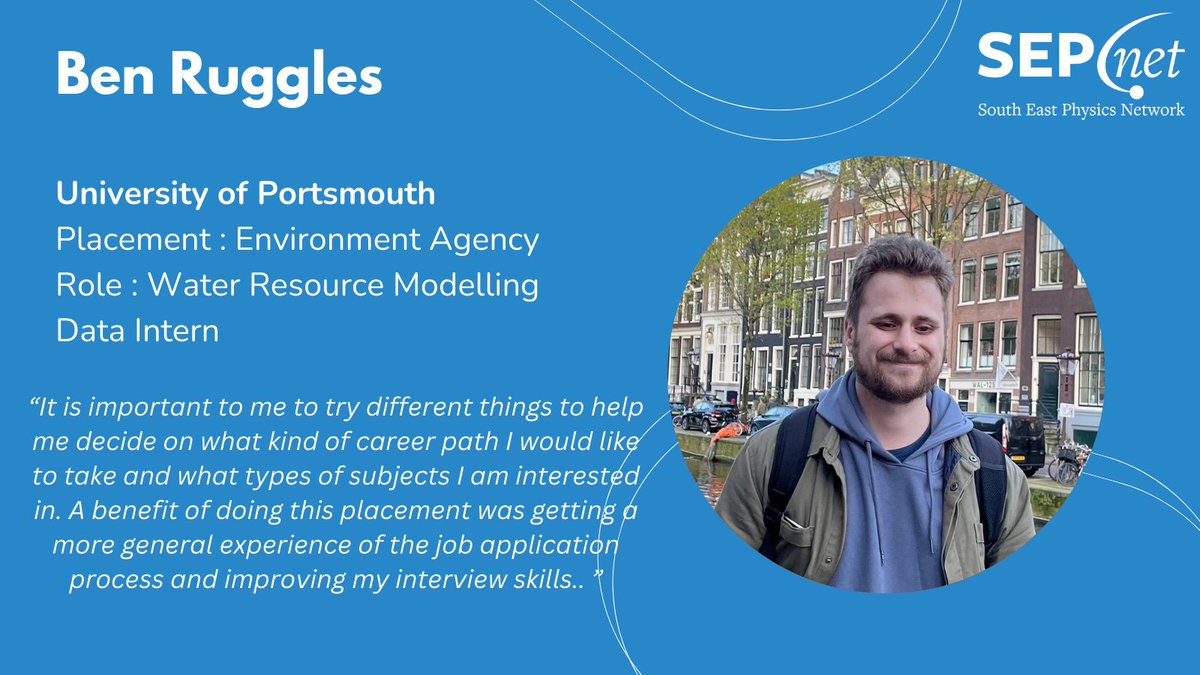 SouthEastPhysics (@sephysics) on Twitter photo Meet Ben, his work placement was at the <a href="/EnvAgency/">Environment Agency</a> find out more about his experience 👉tinyurl.com/yc256w96 #NationalCareersWeek #NCW2025 #physicsjobs <a href="/portsmouthuni/">University of Portsmouth</a> Meet Ben, his work placement was at the <a href="/EnvAgency/">Environment Agency</a> find out more about his experience 👉tinyurl.com/yc256w96 #NationalCareersWeek #NCW2025 #physicsjobs <a href="/portsmouthuni/">University of Portsmouth</a>