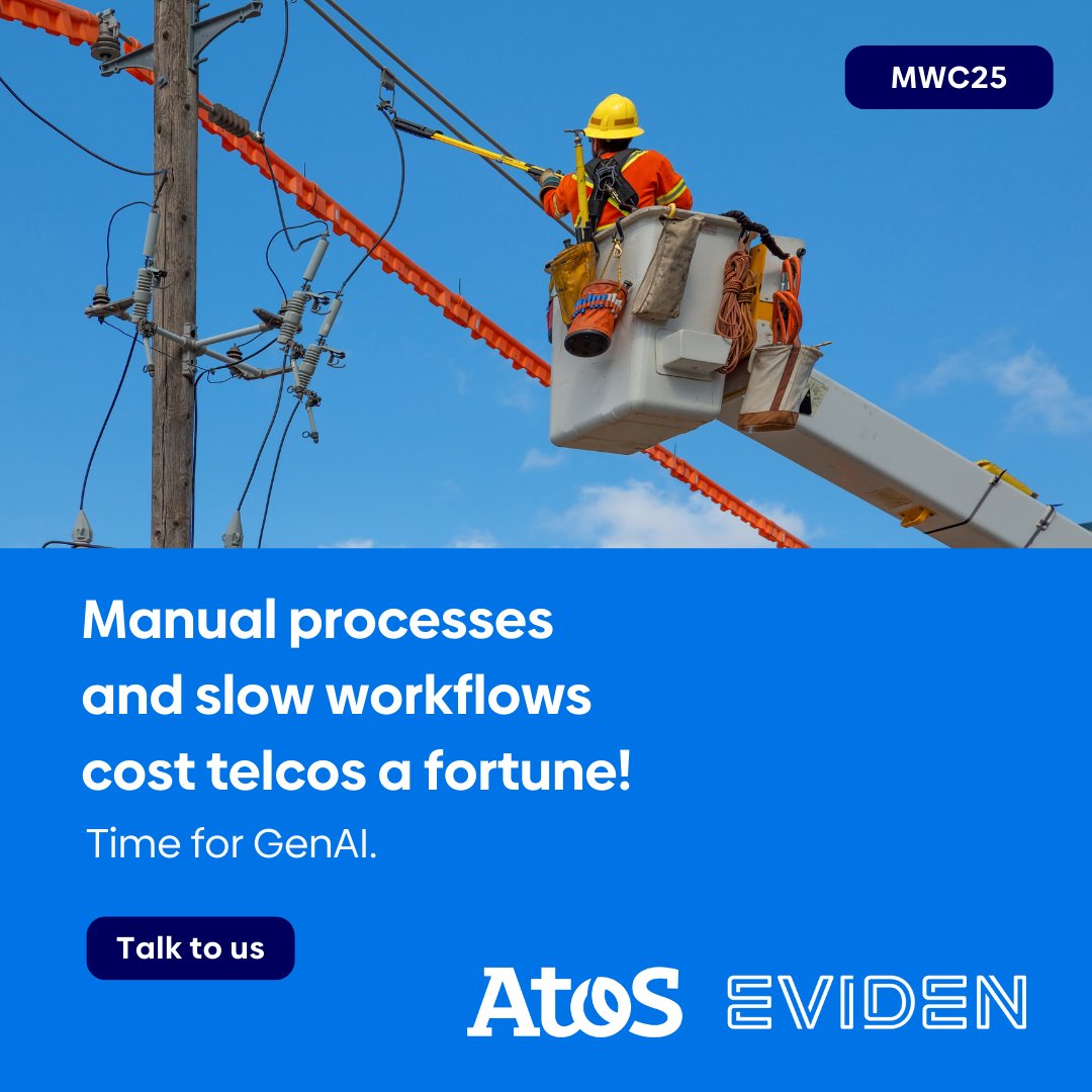 Meet us at MWC Barcelona! 
Revolutionize your telecom networks with AI and automation. Book your slot now and meet us at Mobile World Congress from 3 - 6 March 2025. 

👉 eviden.com/insights/event… 
#MWC25 #Telecommunication #AutonomousNetworks
