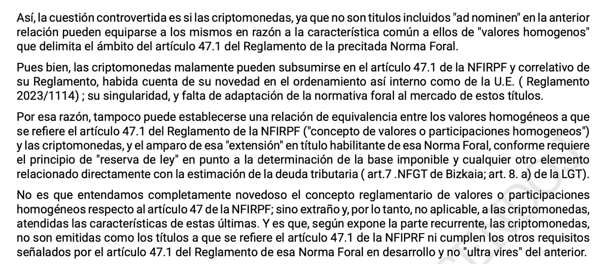 El Tribunal Superior de Justicia del País Vasco viene a poner negro sobre blanco y a sacar los colores a la DGT y al TEA Foral de Bizkaia. Las criptomonedas no son valores homogéneos, y la gestión de sus inventarios debería hacerse con PMP, no con FIFO. poderjudicial.es/search/AN/open…