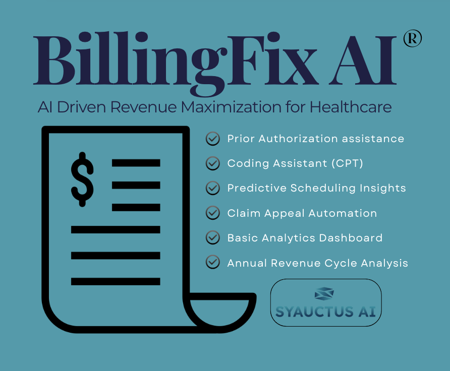 syauctus's tweet photo. BillingFix AI is the next-generation AI-driven revenue cycle management solution designed to optimize coding, billing, and reimbursement processes for ambulatory surgery centers and other medical businesses.  #AIHealthcare #RevenueCycleManagement #MedicalBilling https://t.co/rejD0403qS