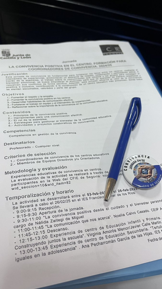 Hoy hemos participado en la jornada organizada por el <a href="/CFIE_Segovia/">CFIE de Segovia</a> “La convivencia positiva en el centro”.Ha sido un estupendo tiempo compartido con otros centros y profesionales cargado de inspiración y aprendizajes ✨
#escuelaruralescuelagenial #convivenciaescolar #centrosCyL