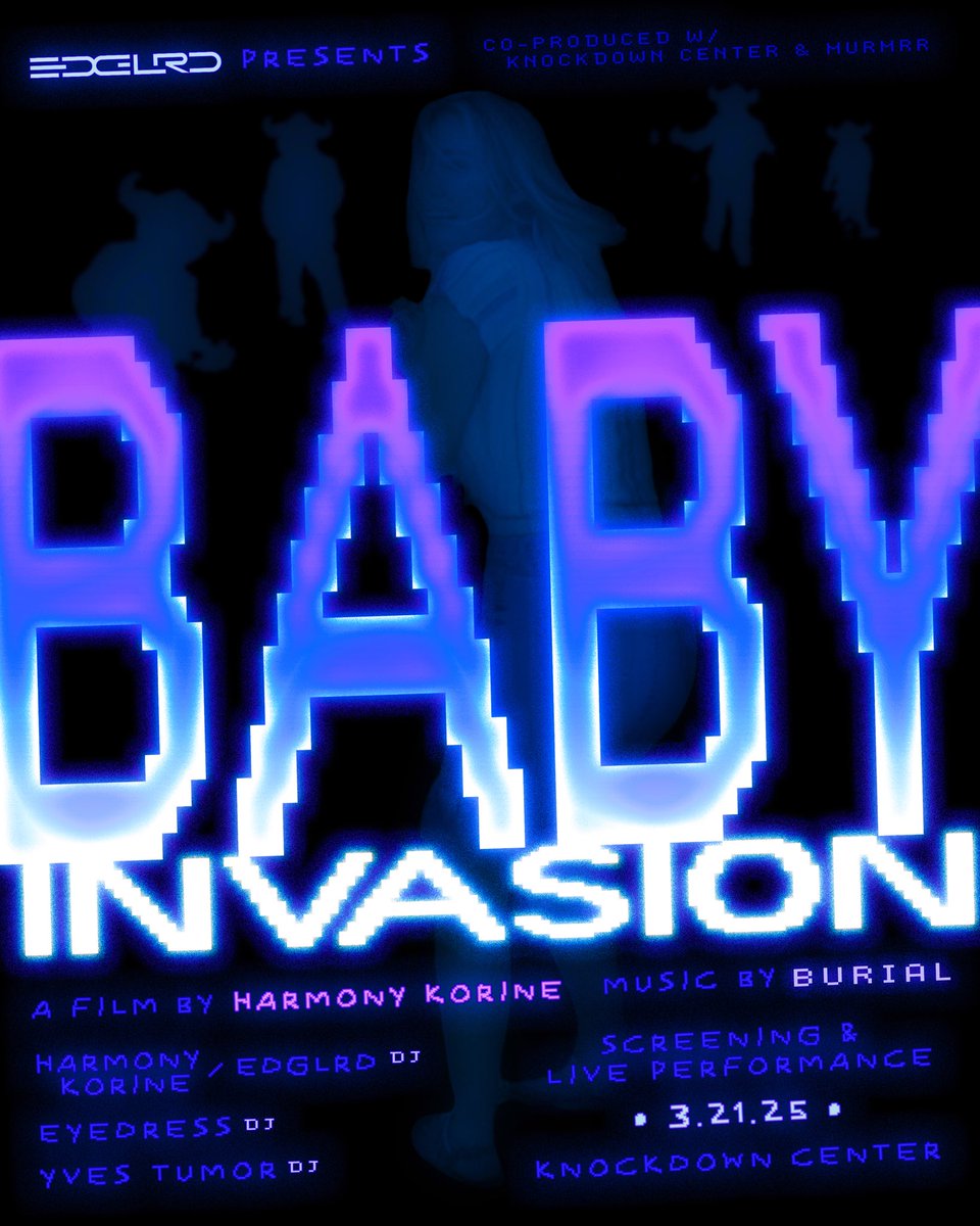 EDGLRD's tweet image. Baby Invasion Immersive Screening event + After Party in NY 03/21 at Knockdown Center. Tickets available now. Link in bio.