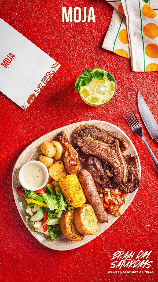 YiBraai Ngomso! 

Nothings says South Ah like a lekker shisanyama and vibes. Join us every Saturday at Moja Sunninghill for Braai Day Saturdays from 11AM to 5PM for a braai plate and a taste of home🏡 🇿🇦.