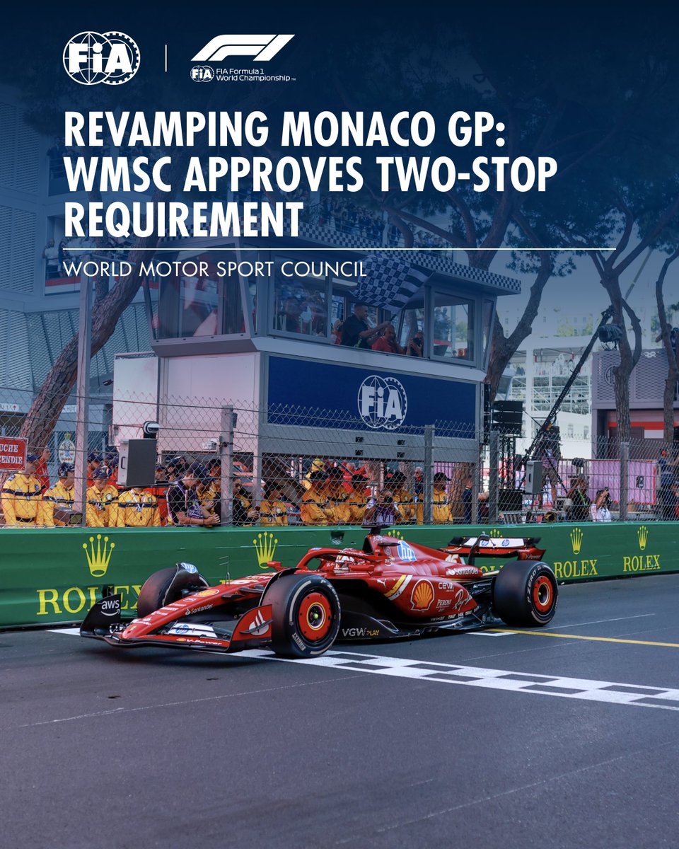 fiagirly's tweet image. BREAKING 🚨 | The FIA have confirmed that Monaco will become a mandatory two-stop race from this year onwards. #F1