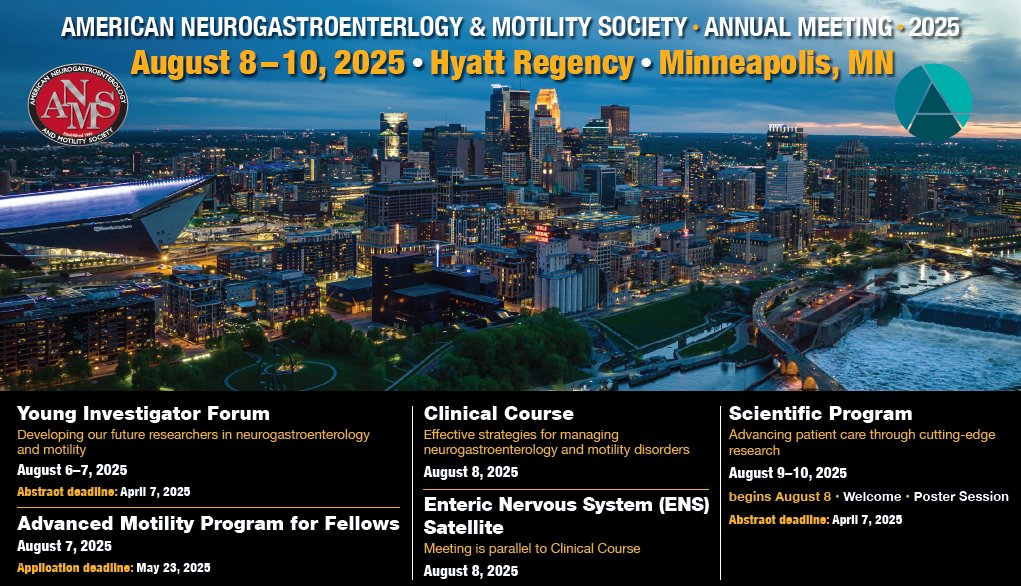 ANMSociety's tweet image. Registration is open for the 2025 Annual Meeting, Young Investigator Forum, and Clinical Course.
Make sure to take advantage of early bird registration pricing, which ends on May 19, 2025!
motilitysociety.org/2025-anms-meet…