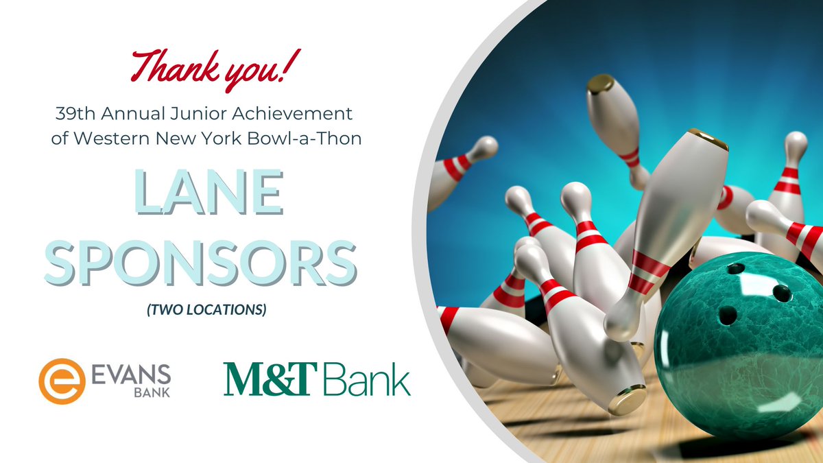 The Bowl-a-thon excitement is growing and we’d like to send appreciation to @EvansBankWNY and <a href="/MandT_Bank/">M&T Bank</a>, our multiple lane sponsors!

Stay tuned as we kick things off this weekend!

#JAWNYBowlathon #ThankYou #Year39 #BoundlessPossibilites