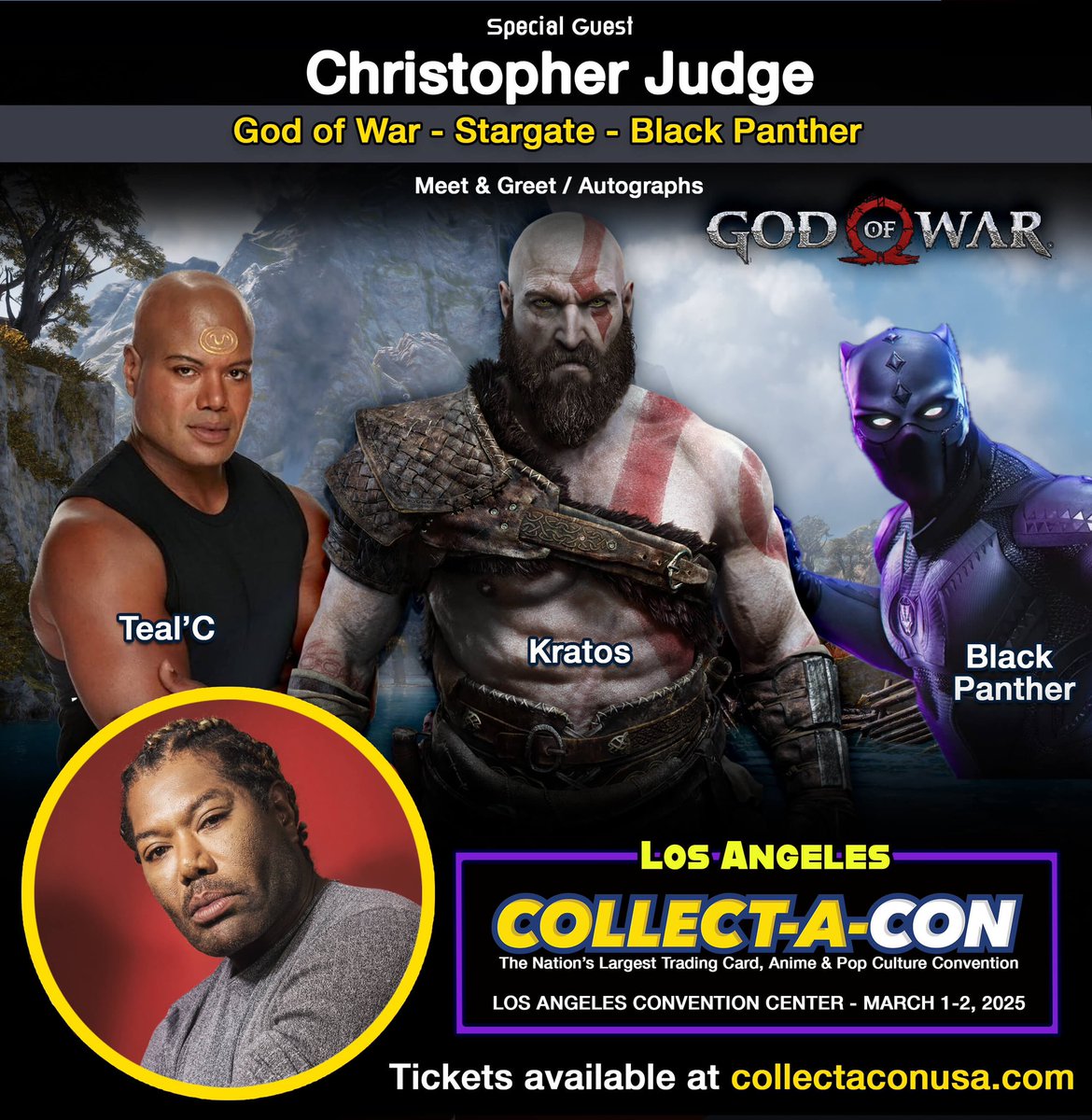Collect_A_Con's tweet image. Meet @iamchrisjudge at Collect-A-Con THIS WEEKEND! KRATOS!
#collectacon #anime #pokemon #comiccon #losangeles #kratos #godofwar #stargate