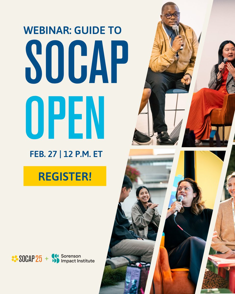 REMINDER: Join us for a webinar on February 27 from 12 to 1 p.m. ET to learn more about the #SOCAPOpen process and get ready to submit your proposal for #SOCAP25! Register here: hubs.la/Q038dgXR0