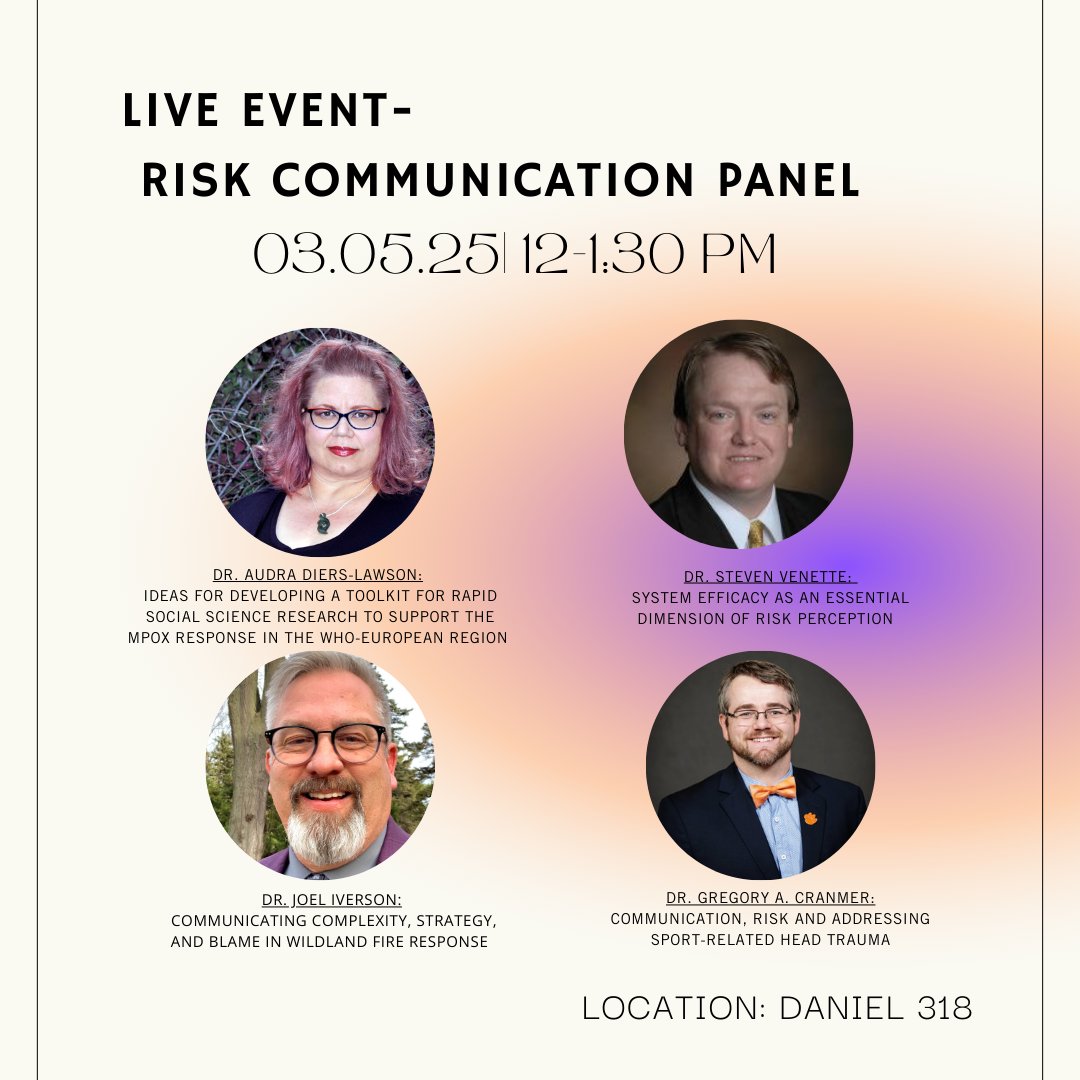 Mark 03/05/25 on your calendars for the Department's Risk Communication Panel!