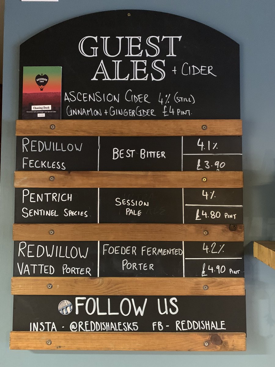 Reddish Ale (@reddishalesk5) on Twitter photo Todays cask beer & still cider selection!
Something for everyone here including a very interesting foeder fermented porter from <a href="/redwillowbrew/">Redwillow Brewery</a> !
#realale #camra #pubs #beer #shoplocal #ale #cider #pints
<a href="/SSMCAMRA/">Stockport and South Manchester CAMRA</a> Todays cask beer & still cider selection!
Something for everyone here including a very interesting foeder fermented porter from <a href="/redwillowbrew/">Redwillow Brewery</a> !
#realale #camra #pubs #beer #shoplocal #ale #cider #pints
<a href="/SSMCAMRA/">Stockport and South Manchester CAMRA</a>