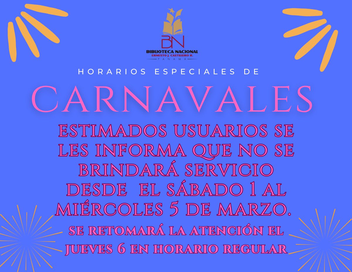 Cierre de oficinas por Carnavales.