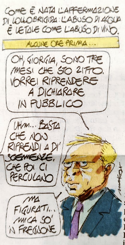 Acqua e vino, Lollobrigida a briglia sciolta.
<a href="/makkox/">makkox</a> <a href="/ilfoglio_it/">Il Foglio</a>
