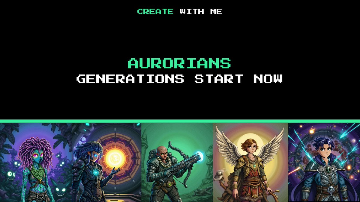 Generations of <a href="/AuroryProject/">Aurory: Seekers of Tokane</a> start now on Create With Me

Here’s the contest: you need to create an Aurorian fighting a dragon.

Users who generate the three best art pieces will receive 100 $aury each.

Generate now: createwithme.ai/collection/57a…

<a href="/DaoryAurory/">DAOry - Aurory DAO</a> it's your time to show