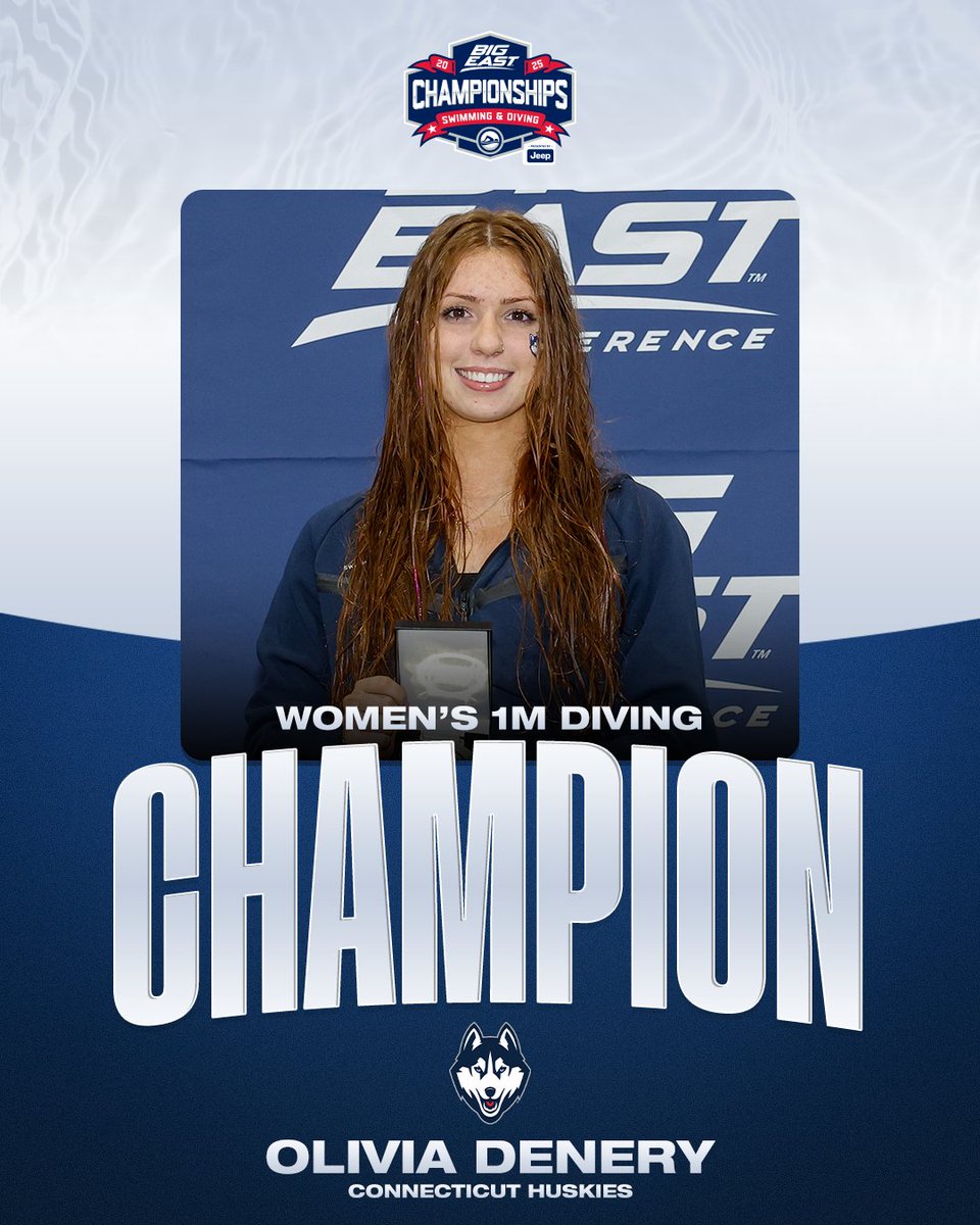 BIG EAST Conference (@bigeast) on Twitter photo Flying high!
Olivia Denery won the Women's 1M Diving Championship for <a href="/UConnSwimDive/">UConn Swimming and Diving</a>! Flying high!
Olivia Denery won the Women's 1M Diving Championship for <a href="/UConnSwimDive/">UConn Swimming and Diving</a>!