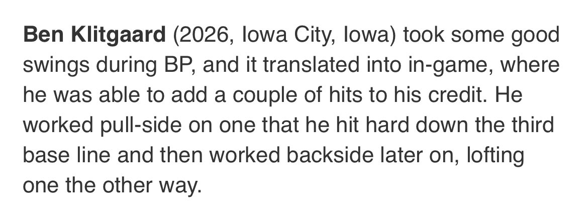 Thank you for the write up!
<a href="/IowaPG/">Perfect Game Iowa</a>