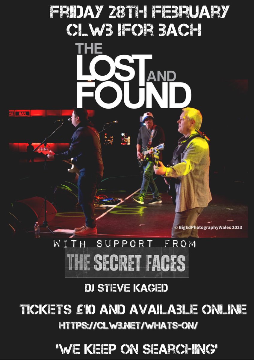 The Lost and Found (@thelostfound2) on Twitter photo This Friday night we play <a href="/ClwbIforBach/">Clwb Ifor Bach</a> with The Secret Faces in support. Should be a great night and tell all your friends. This Friday night we play <a href="/ClwbIforBach/">Clwb Ifor Bach</a> with The Secret Faces in support. Should be a great night and tell all your friends.