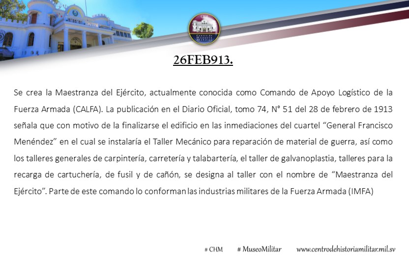 centrohistoria's tweet image. La historia en la Institucion Armada. Fuerza Armada de El Salvador
#cultura
#HoyEnLaHistoria
#museomilitar
#EfemerideDelDia
#Efemerides