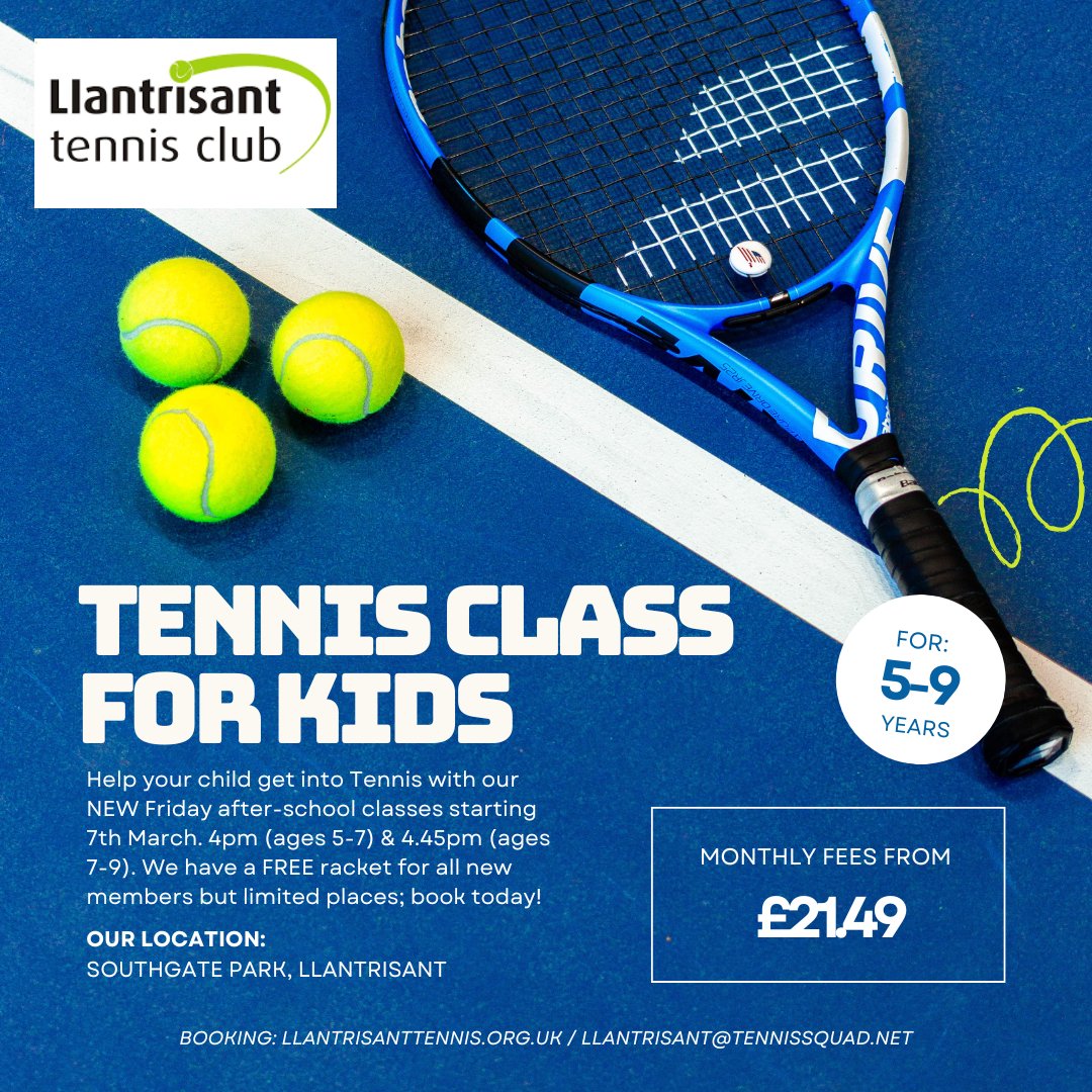 We've had a great response to our new sessions which start NEXT FRIDAY 🤩👀🎾📣

Only two spaces remain: email llantrisant@tennissquad.net