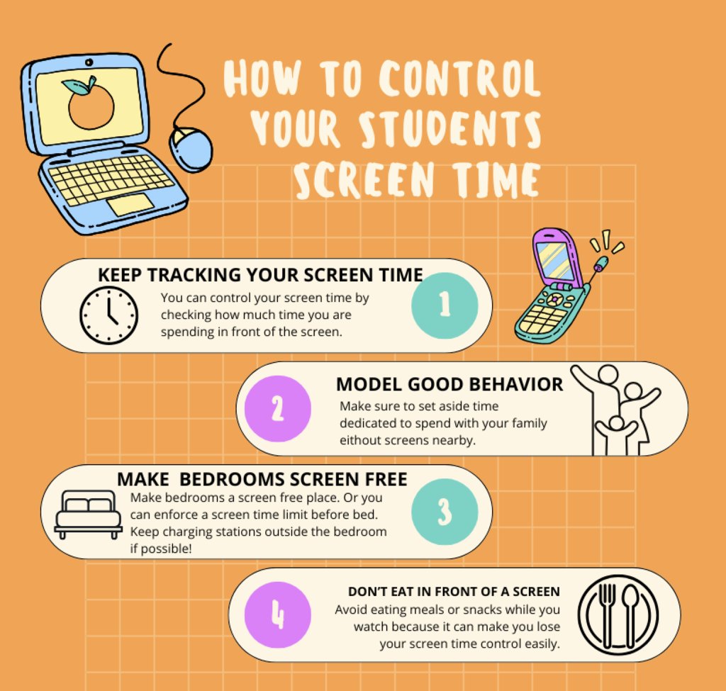 BPD3KM's tweet image. 📱👀 Tips for Managing Your Student’s Screen Time! 👀📱

We know that screens are a big part of our daily lives, but it’s important to find a healthy balance! Let’s work together to create healthy screen habits for our students! 💡💻📵 #HealthyScreenTime  #learnleadsucceedbpd3