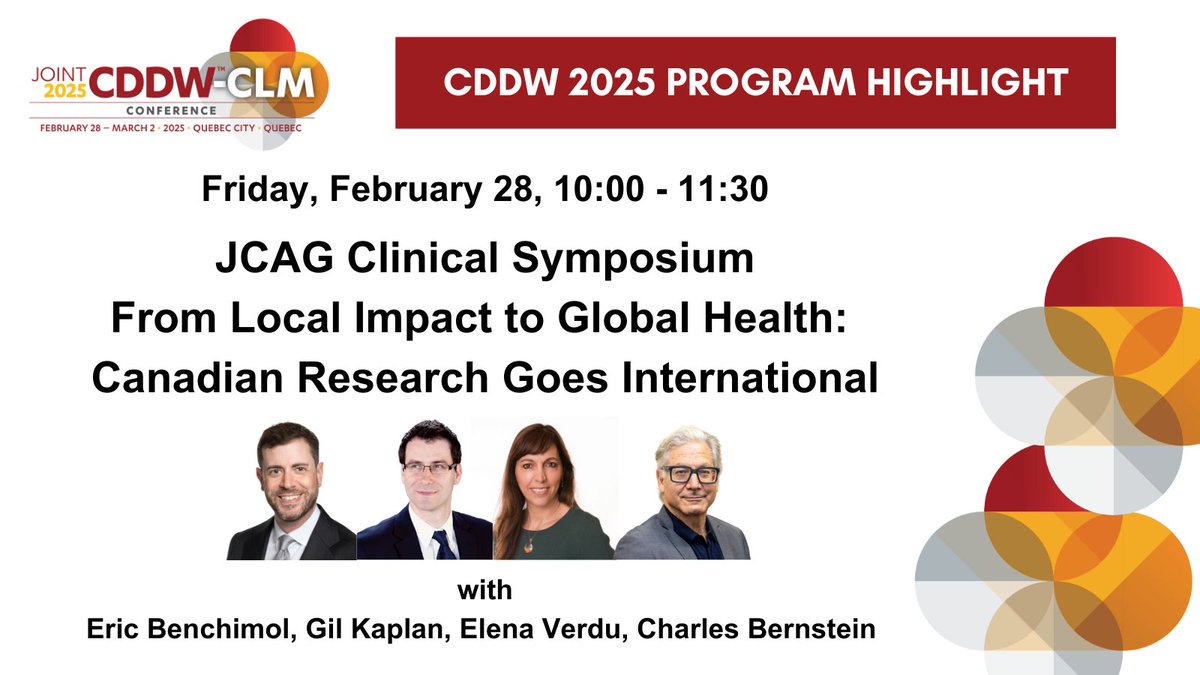 CAG (@cangastroassn) on Twitter photo 🌍 From Local Impact to Global Health: Canadian Research Goes International 🌍
Join the JCAG Clinical Symposium, where experts <a href="/ericbenchimol/">Eric Benchimol</a>, <a href="/gilkaplan/">Gil Kaplan MD MPH</a> <a href="/VerduLab/">Verdu Lab</a> and Charles Bernstein will share how Canadian gastroenterology research is shaping global health.
#CDDWCLM2025 🌍 From Local Impact to Global Health: Canadian Research Goes International 🌍
Join the JCAG Clinical Symposium, where experts <a href="/ericbenchimol/">Eric Benchimol</a>, <a href="/gilkaplan/">Gil Kaplan MD MPH</a> <a href="/VerduLab/">Verdu Lab</a> and Charles Bernstein will share how Canadian gastroenterology research is shaping global health.
#CDDWCLM2025