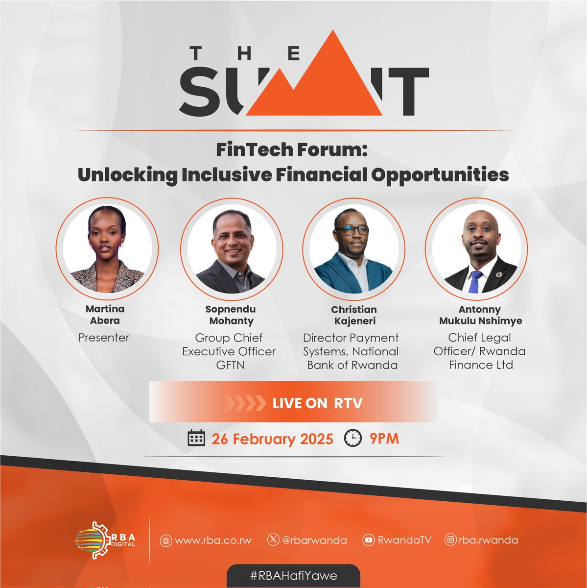 Rwanda Television (@rwandatv) on Twitter photo Don’t miss #TheSummitRw tonight at 9 PM on <a href="/RwandaTV/">Rwanda Television</a> as we explore "Unlocking Inclusive Financial Opportunities." Tune in for key insights on building a more inclusive financial future.
#IFF2025 Don’t miss #TheSummitRw tonight at 9 PM on <a href="/RwandaTV/">Rwanda Television</a> as we explore "Unlocking Inclusive Financial Opportunities." Tune in for key insights on building a more inclusive financial future.
#IFF2025