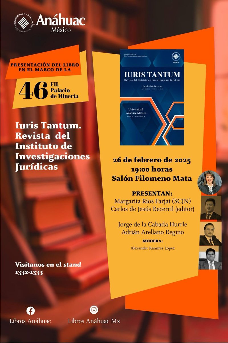 Hoy estaremos en la FIL Palacio de Minería a las 7 de la noche en la presentación del libro por parte de la <a href="/AnahuacSur/">Anáhuac Campus Sur</a> con la invitada de lujo, la Ministra <a href="/MargRiosFarjat/">Margarita Ríos-Farjat</a>, el Doctor <a href="/bcarlosh/">Carlos Becerril</a> y  @Hurrle_7  

<a href="/digestomx/">Digesto</a>