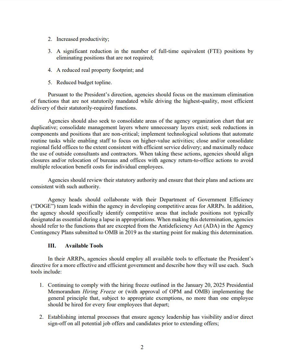 🚨BREAKING: Trump Administration directs ALL Federal Agencies to prepare for massive downsizing by March 13th.