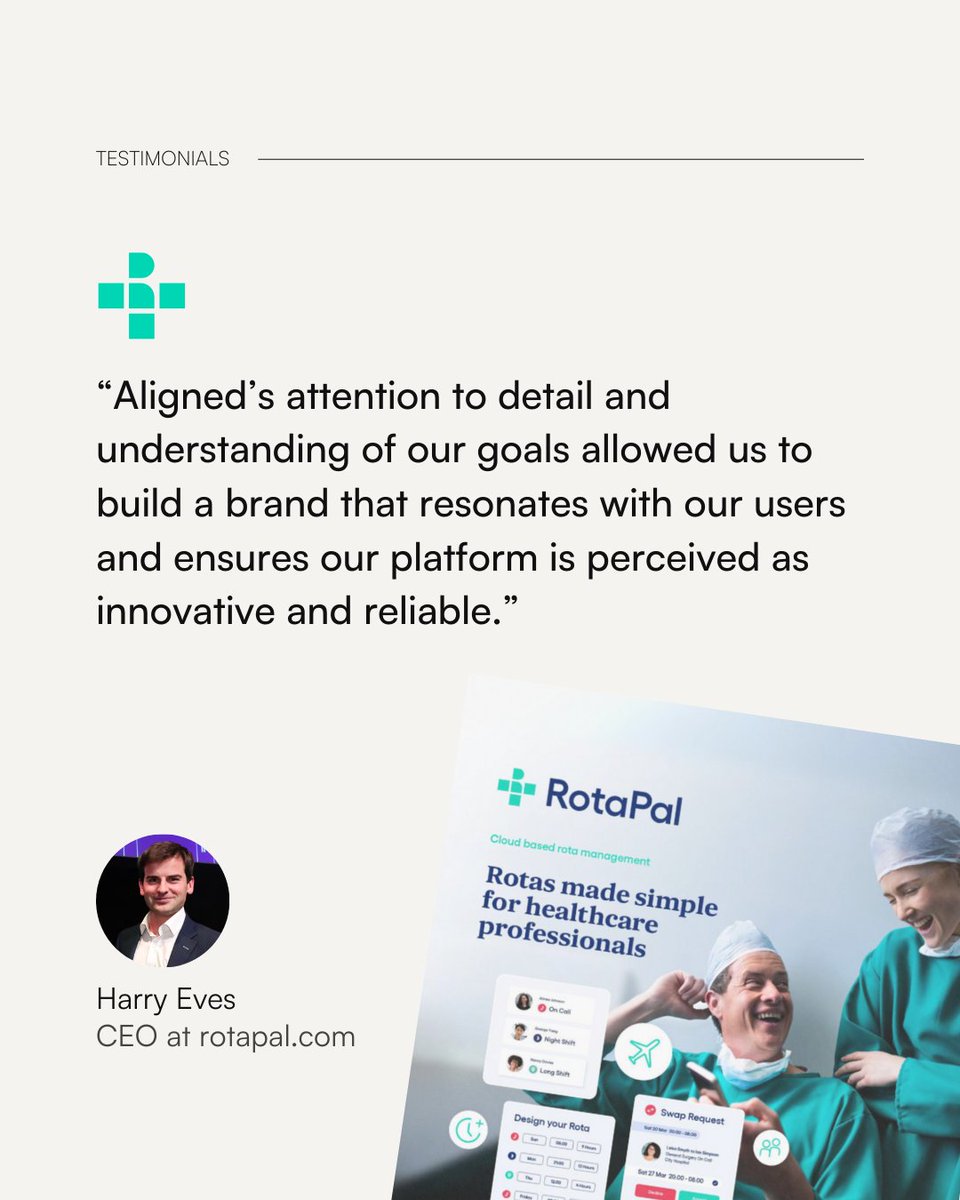 aligned_agency's tweet image. “Aligned truly transformed how we approached our brand and digital presence. From the beginning, they presented us with comprehensive stylescapes that helped us visualise the future of RotaPal. 

Their strategy made it clear how we could connect more effectively with our audi ...
