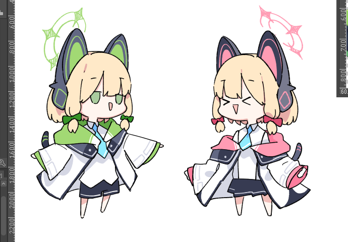 な*と様 才羽ミドリ 才羽モモイ ファンアート 色紙 アナログ 直筆 ブルアカ