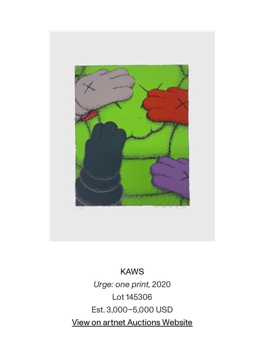 bedfordart's tweet photo. 📞 🖼️ Art Collectors! Its back! @artnet Artnet’s exceptional “40 under 10k” fine print auction &amp; our KAWS are featured! https://t.co/i2JlyDehF6 #kaws #artauction #artgallery #artcollectors https://t.co/UOXc6mAnJL