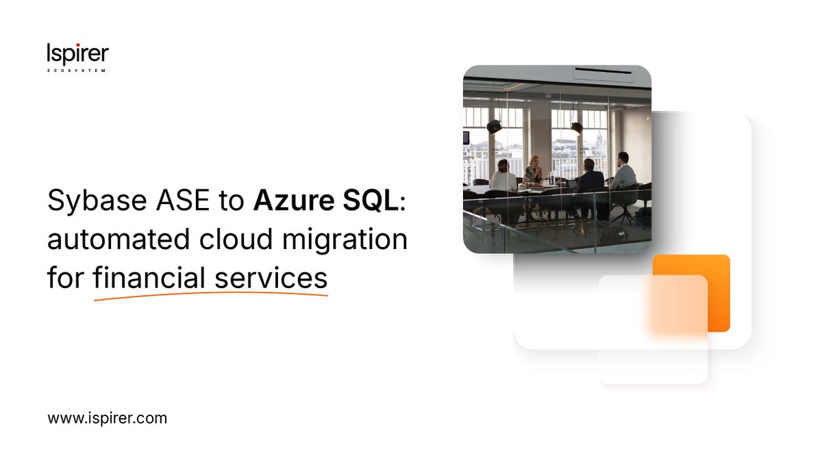 IspirerSystems's tweet image. 🚀 UK financial leader migrates 420k lines of SQL code from Sybase ASE to Azure SQL in 5 months with SQLWays. 85% automation achieved. Results: 3x faster transactions and 50% cost reduction. Read more: buff.ly/41xPfei
#CloudMigration #AzureSQL #SybaseASE #SQLWays #Ispirer