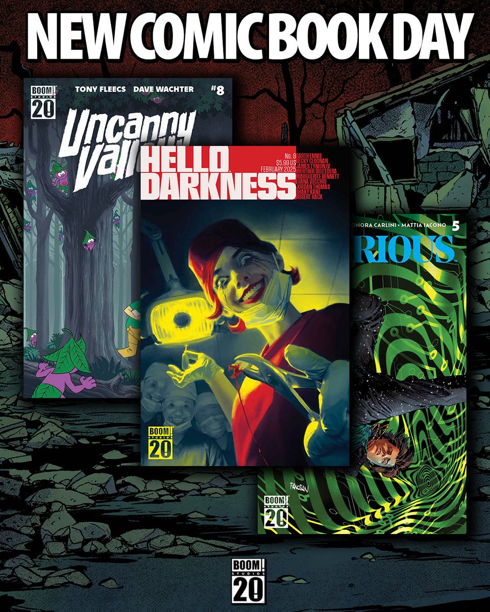 February's almost over, but love is still in the air thanks to HELLO DARKNESS #8, out today! Plus, the final issue of VICARIOUS, and a brand spankin' new issue of UNCANNY VALLEY are all waiting for you at your local comic book shop!

It's New Comic Book Day, y'all! Leggo!