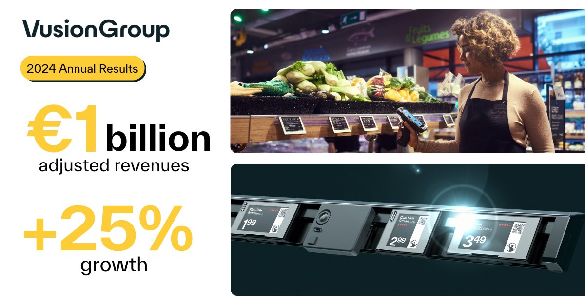 VusionGroup (@vusiongroup) on Twitter photo 📣 VusionGroup FY 2024 Results: €1 billion adjusted revenue
Read the article ➡️ vusion.com/newsroom/2024-… 📣 VusionGroup FY 2024 Results: €1 billion adjusted revenue
Read the article ➡️ vusion.com/newsroom/2024-…