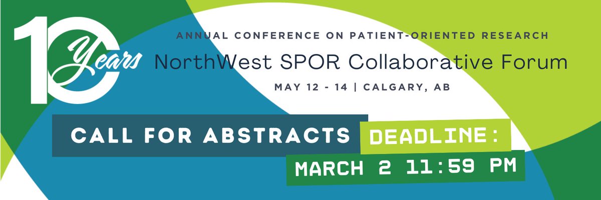 EXTENDED! Submit your abstract to have a poster at AbSPORU’s 10th Annual NorthWest SPOR Collaborative Forum in Calgary, AB from May 12 - 14!  Always a great conference to highlight your research by submitting an abstract!  ⏰APPLY BY MARCH 2nd.
shorturl.at/f1Aac